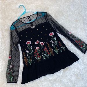 Black embroidered top